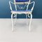 Mid-Century Italian Garden Chairs & Table in White Wrought Iron, Glass & Fabric, 1960, Set of 5 7