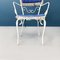 Mid-Century Italian Garden Chairs & Table in White Wrought Iron, Glass & Fabric, 1960, Set of 5, Image 7
