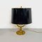 Mid-Century Italian Brass Table Lamps with Glossy Black Lampshades, 1940s, Set of 2, Image 4