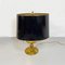 Mid-Century Italian Brass Table Lamps with Glossy Black Lampshades, 1940s, Set of 2 5