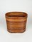 Mid-Century Italian Rattan and Bamboo Oval Basket Plant Holder Vase, 1960s, Image 2