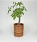 Italian Rattan and Bamboo Round Basket Plant Holder Vase, 1960s 6