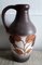 German Ceramic Vase in Brown Tones with Stylized Floral Motif from Bay Keramik, 1970s 1