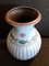 German Beige Ceramic Vase with Turquoise Decor from Scheurich, 1970s 2