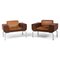 Italian Brown Leather Lounge Chairs, 1970s, Set of 2 1