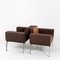 Italian Brown Leather Lounge Chairs, 1970s, Set of 2 7