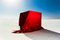Andy Ryan, Box Covered in Red Fabric on Salt Flats, Photograph, Image 1