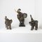 Terracotta Elephants in Silver Copper, Set of 3 1
