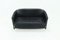 Schwarzes Leder Club Sofa mit Stahlgestell, 1990er 1