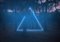 Artur Debat, Lámpara triangular de neón azul entre pinos, Fotografía, Imagen 1