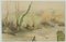 H. Christiansen, Stream landscape with willows near fallen fruit meadow, 1917, Pencil 2