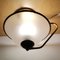 Portuguese Semi-Flush Mount Ceiling Lamp in Frosted Glass and Gold Toned Brass, 1970s 5