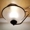 Portuguese Semi-Flush Mount Ceiling Lamp in Frosted Glass and Gold Toned Brass, 1970s, Image 5