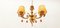 Cast Brass Chandelier with Amber Crystals and Organza Shades 6