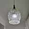 Mid-Century Portuguese Hanging Lamp in Clear Bubble Glass and Wood, 1960s, Image 4