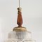 Mid-Century Portuguese Hanging Lamp in Clear Bubble Glass and Wood, 1960s, Image 5