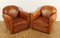 Art Deco Leather Club Chairs, France, Set of 2 1