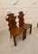 Antique Victorian Hall Chairs in Carved Oak, Set of 2 2