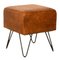 Contemporary Leather Pouf with Metal Legs, Image 1