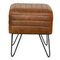 Contemporary Leather Pouf with Metal Legs 5