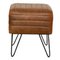 Contemporary Leather Pouf with Metal Legs, Image 5