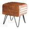 Contemporary Leather Pouf with Metal Legs 4