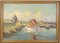 Fishing Boats Near Shore, 1930s, Oil on Canvas, Framed, Image 1