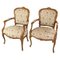 Fauteuils Néo-Rococo en Tissu Décoré et Bois Clair, Set de 2 1