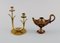 Oil Lamp and Four Candlesticks in Brass by Various Makers Including Quistgaard & Ystad Metall, Set of 5 4