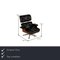 Fauteuil en Cuir Noir avec Tabouret par Charles & Ray Eames pour Vitra, Set de 2 2