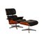 Lounge Chair in Black Leather with Stool by Charles & Ray Eames for Vitra, Set of 2 1