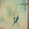Trompe Loeil con paesaggio e uccelli, olio su faesite, con cornice, Immagine 3