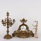 Golden Bronze Triptych Clock & Candle Holders, Set of 3 2
