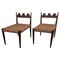 Mid-Century Italian Carved Wood and Woven Rope Chairs, 1960s, Set of 2, Image 1