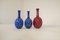 Mid-Century Blue and Red Peacock Vases by Sven Erik Skawonius for Upsala Ekeby, 1950s, Set of 3 5