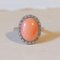 Anillo Daisy vintage de oro blanco de 18 quilates con coral y diamantes, años 60, Imagen 1