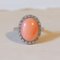Vintage Daisy Ring in 18K White Gold with Coral and Diamonds, 1960s 1
