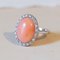 Vintage Daisy Ring in 18K White Gold with Coral and Diamonds, 1960s 2
