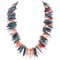 Collier Corail Orange, Pierre Kyanite, Diamant et Or Blanc 1