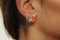 Half Onyx Button, Half Red Coral Button & Rose Gold Clip-On or Stud Earrings, Set of 2 9