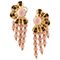 Pink Coral Sphere & 18K Yellow Gold Dangle Clip-On Earrings, Set of 2 1