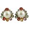 Boucles d'Oreilles Diamant, Saphir Multicolore, Perle et Or Rose, Set de 2 1