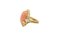 Orange Coral Button, Diamond & 18K Yellow Gold Dome Ring 2