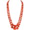 Red Coral, Diamond, Rose Gold and Silver Double Strand Necklace 1