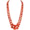 Red Coral, Diamond, Rose Gold and Silver Double Strand Necklace, Image 1