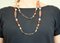 Pearl, Orange Coral, White Stone, Rose Gold and Silver Long Necklace 6