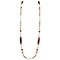 Collar largo de perlas, coral naranja, piedra blanca, oro rosa y plata, Imagen 1