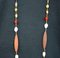 Lange Halskette aus Perle, Orange Koralle, Weißem Stein, Roségold und Silber 5