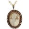 Diamond, Blue Sapphire, Garnet, 9K Rose Gold, Silver & Pearl Cameo Necklace, Image 1