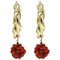 Red Coral & 18K Yellow Gold Hoop Earrings, Set of 2, Image 1